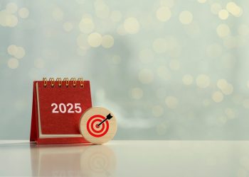 Happy,New,Year,2025,And,Goals.,Target,Icon,On,A